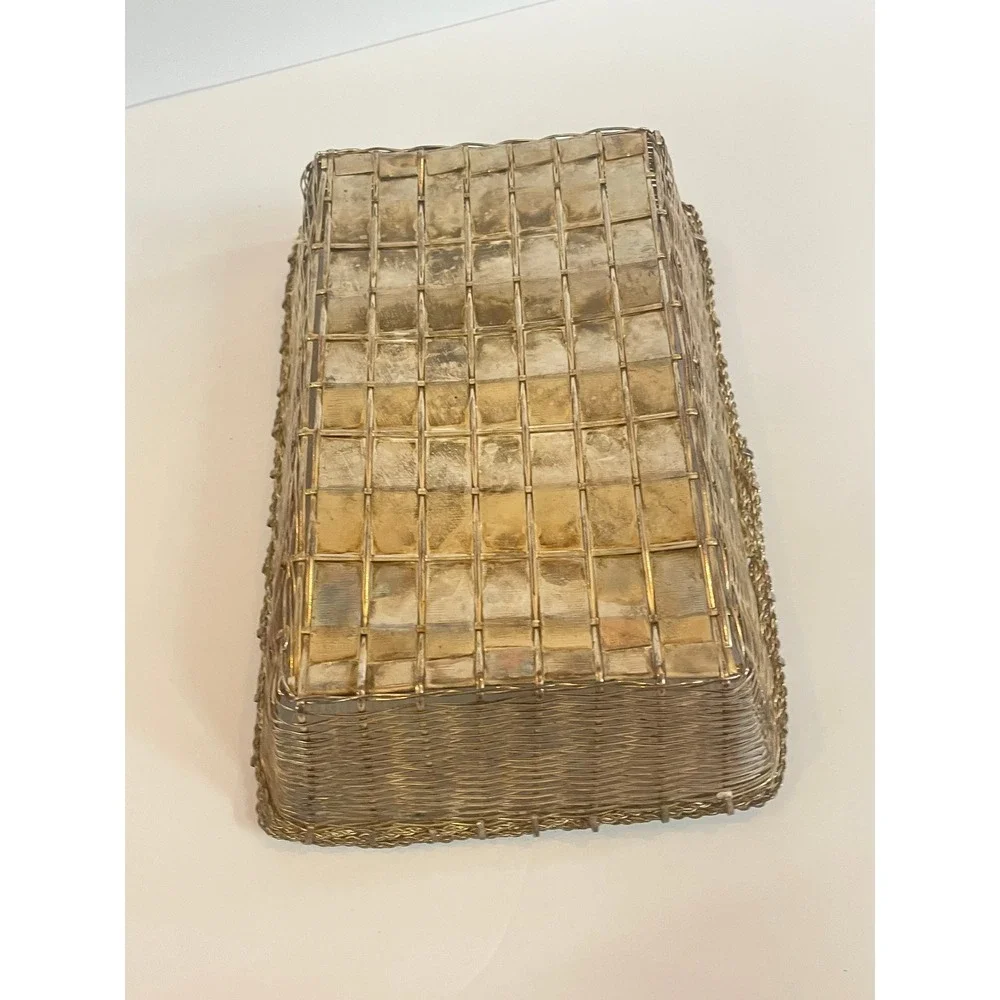 Vintage Silver Woven Wire Mesh Basket – Rectangular Bread & Fruit Vanity Tray